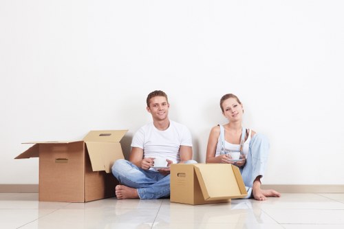Careful unpacking and box organisation in a Hackney flat