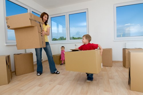 Packed boxes and furniture ready for local house removals