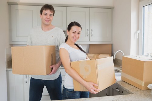 Commercial moving van loaded for an office relocation service in Hackney